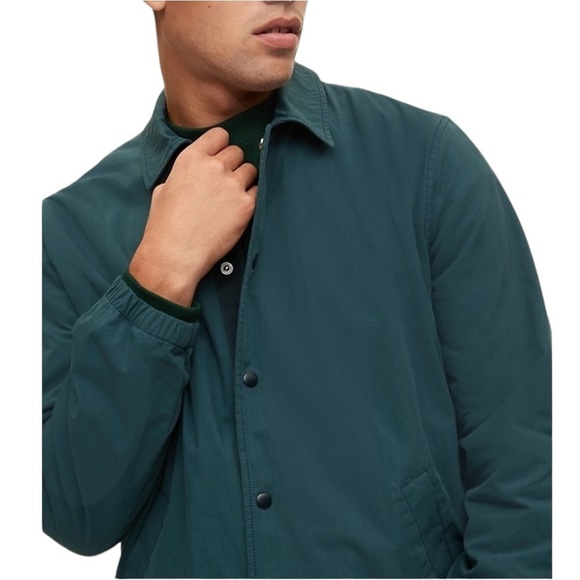 GAP Nylon Snap Button Point Collar Lightweight Navy Blue Coach Jacket - Picture 2 of 13